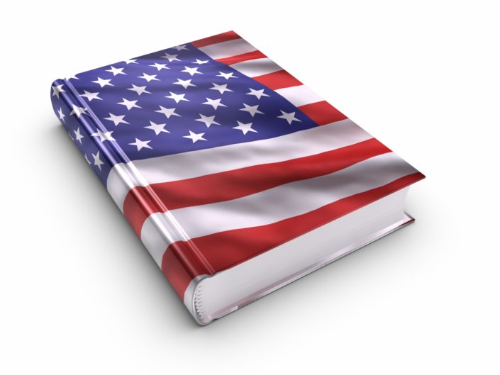 Book covered with American flag